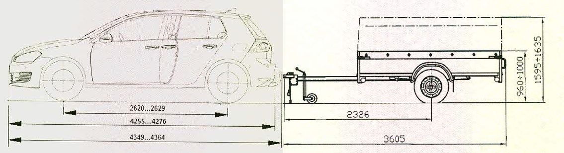 Volkswagen Golf и прицеп САЗ-8299